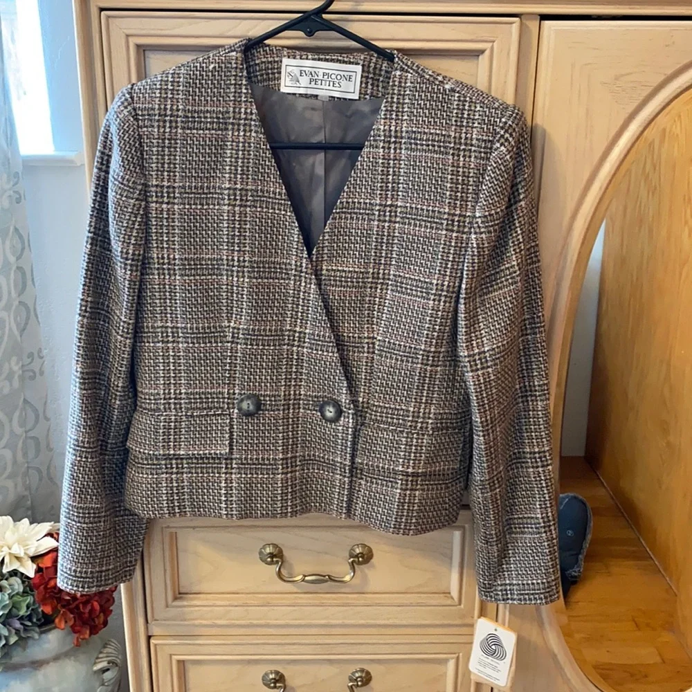 Evan Picone Brown Plaid Blazer - Picture 1 of 10